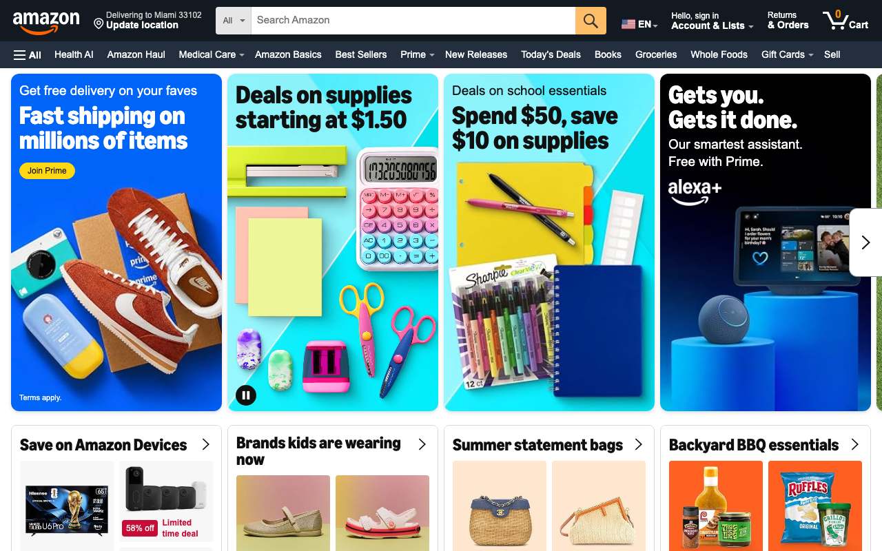 Amazon website preview