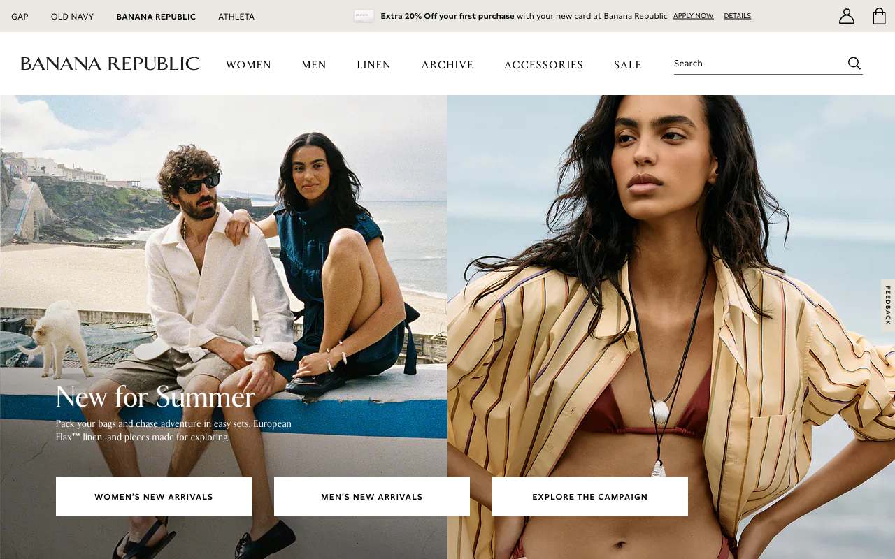 Banana Republic website preview