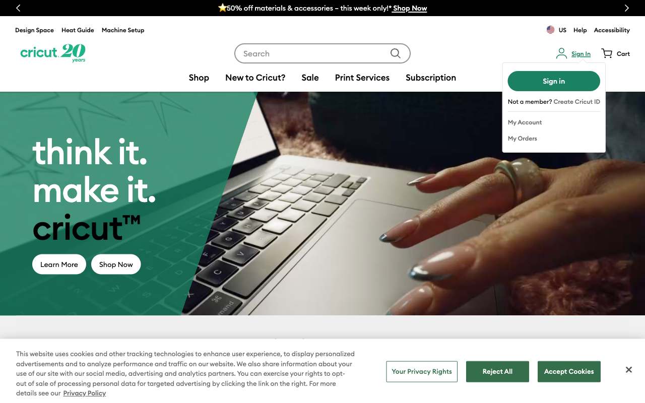 Cricut website preview