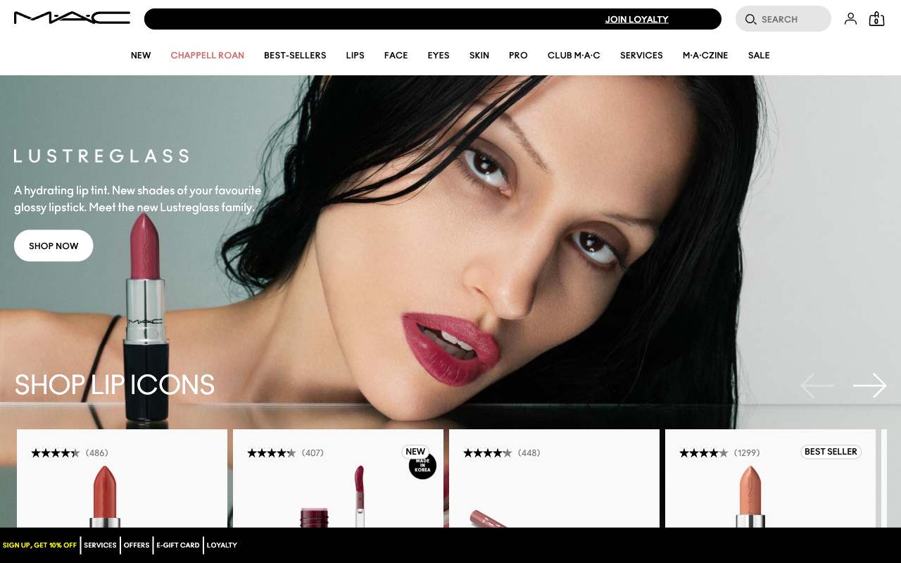 MAC Cosmetics website preview
