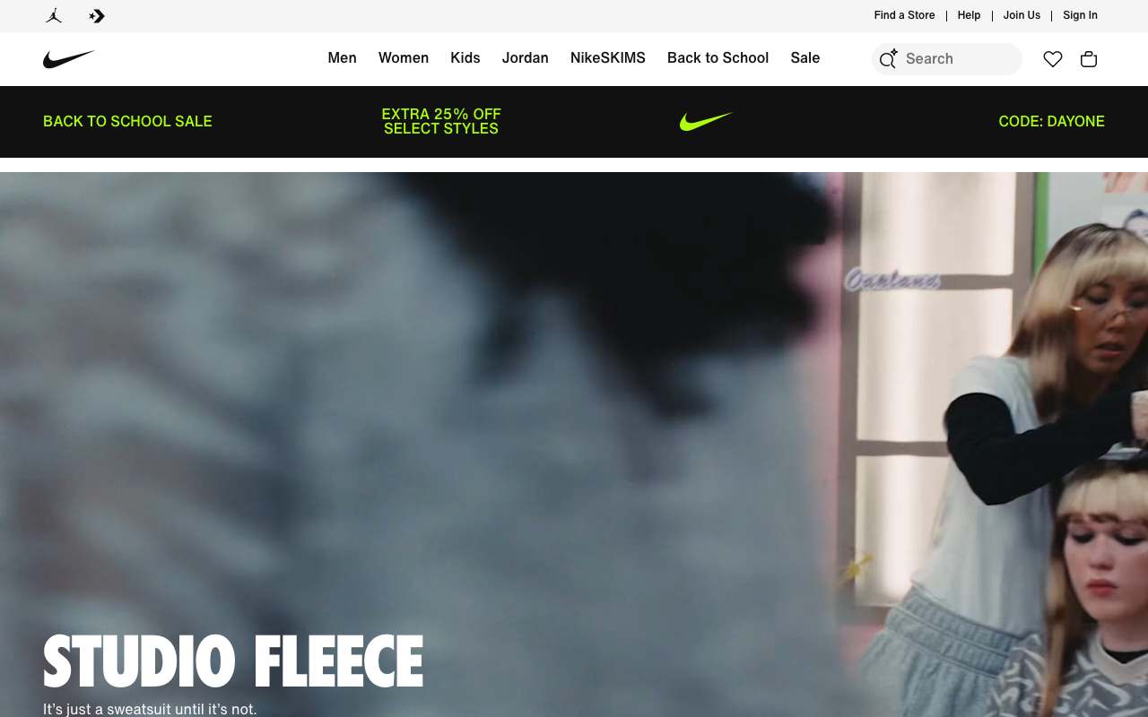 Nike website preview