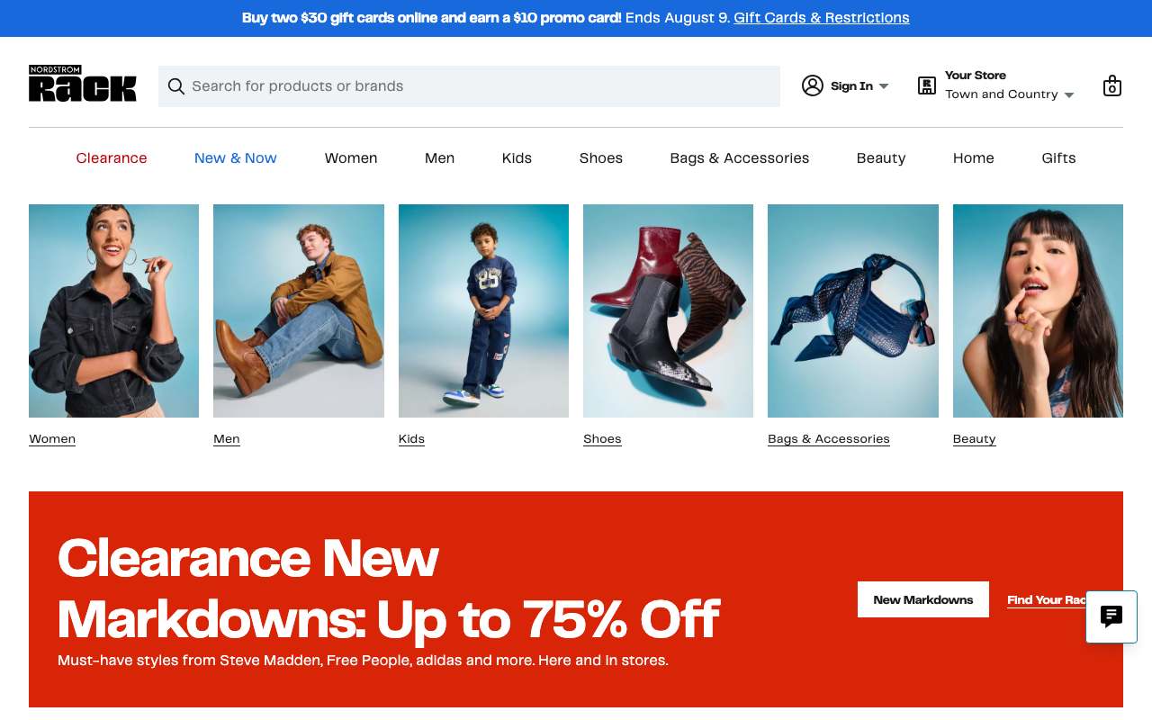 Nordstrom Rack website preview