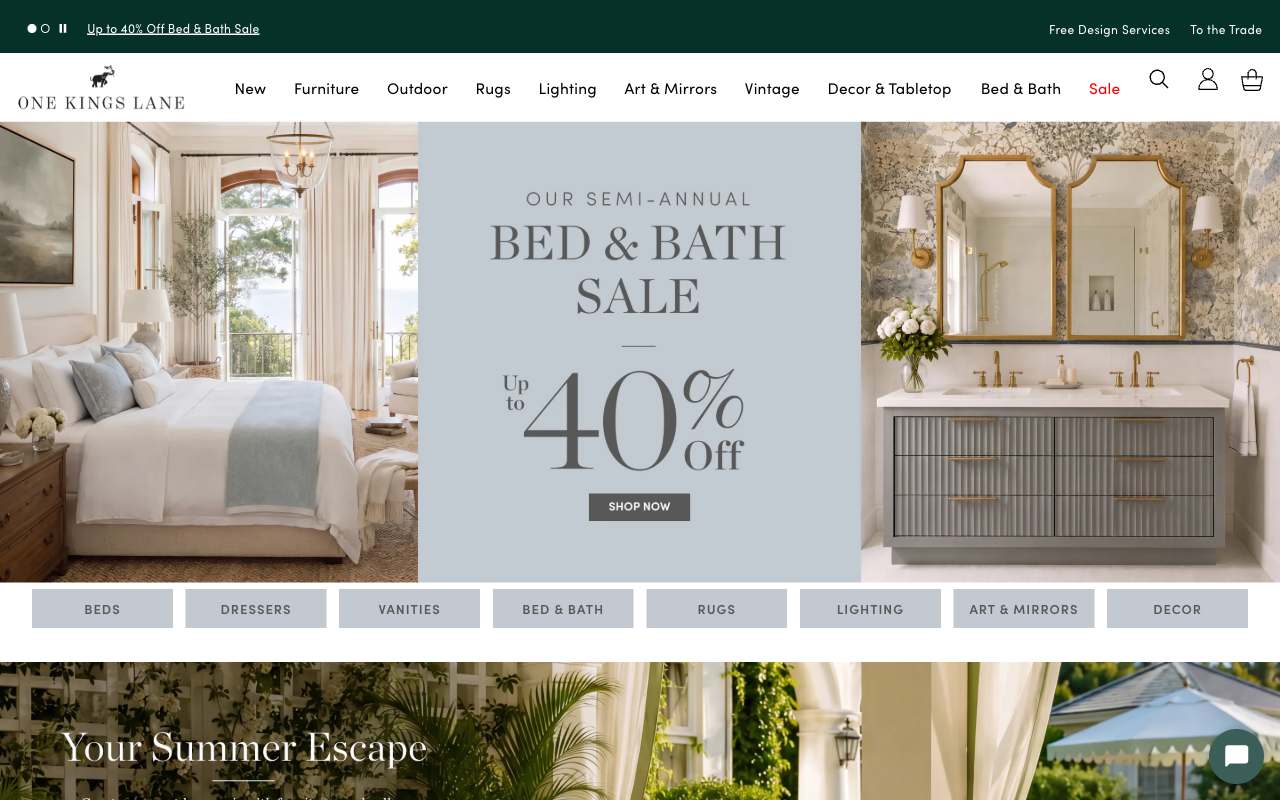 One Kings Lane website preview