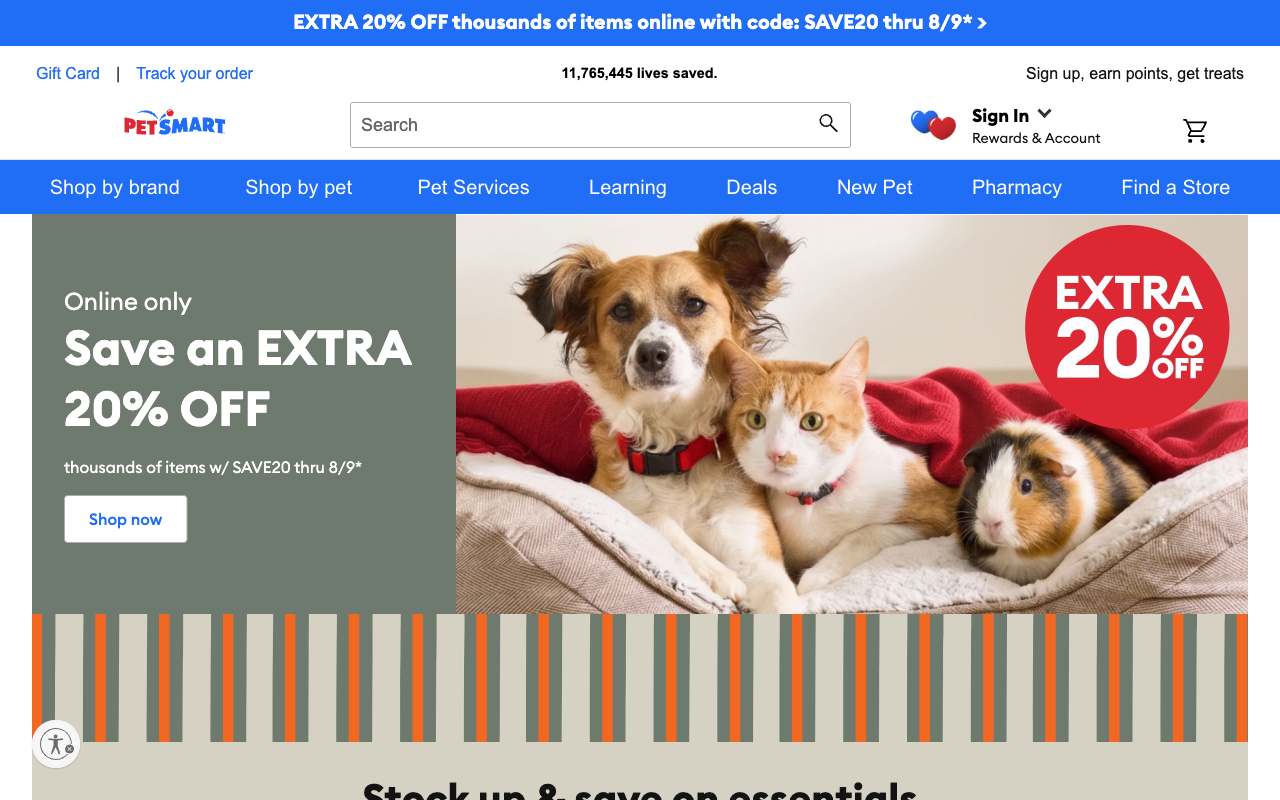 PetSmart website preview