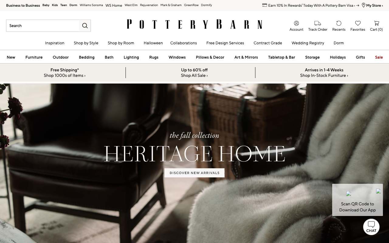 Pottery Barn website preview