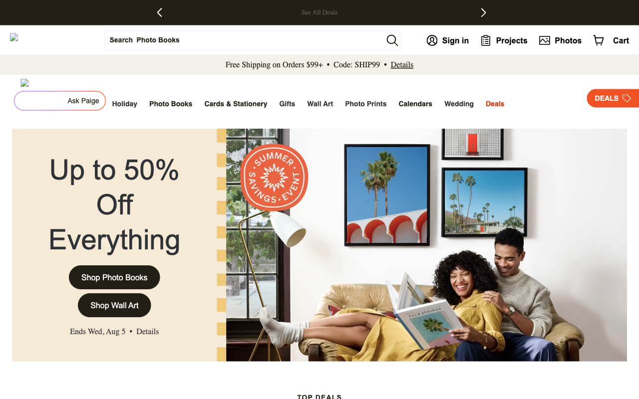Shutterfly website preview