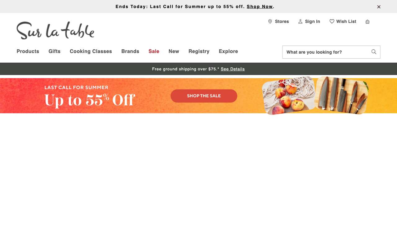 Sur La Table website preview