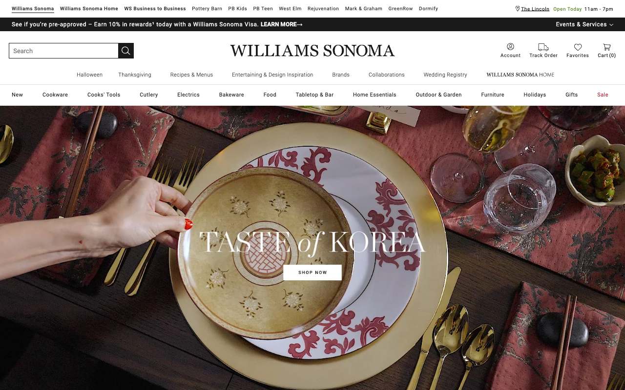 Williams-Sonoma website preview