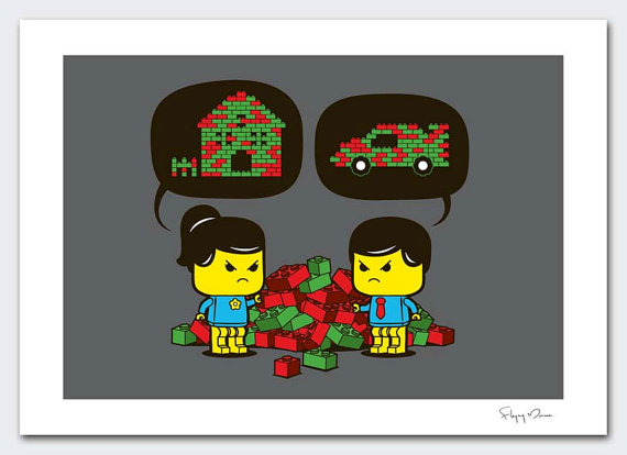 She Said He Said Print by Flying Mouse 365