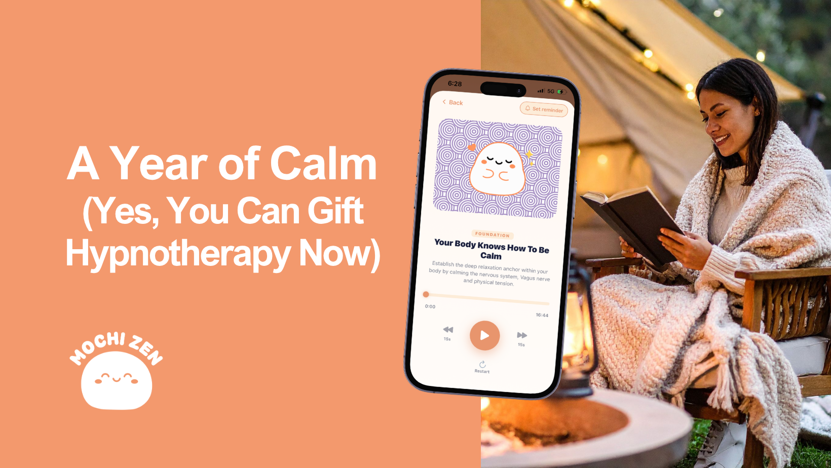 Mochi Zen gift year, a hypnotherapy app for stress, sleep and food noise